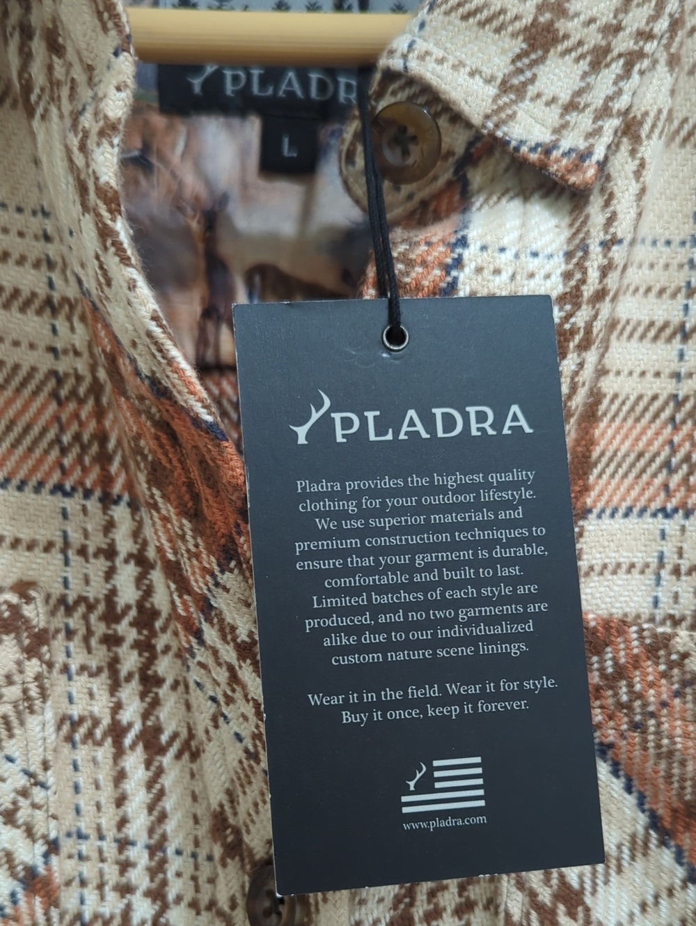 NWT Women's Fireside Cotton Flannel Button-Down Shirt - Cattail Tan Large L - Picture 9 of 10
